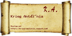 Krieg Antónia névjegykártya